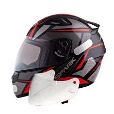 Capacete Masculino Ebf Spider Vermelho Mais Viseira Cristal 2.2mm