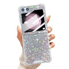 UEEBAI Capa para Samsung Galaxy Z Flip 6 5G, linda capa com glitter brilhante para mulheres capa de telefone brilhante fofa para meninas capa de quatro cantos à prova de choque capa fina protetora -