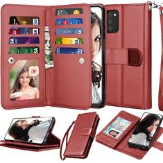 Njjex Capa carteira para Samsung Galaxy A03S, capa para Galaxy A03S, [9 compartimentos para cartão] Suporte de crédito de couro PU flip [destacável] Capa magnética para celular e cordão para Samsung