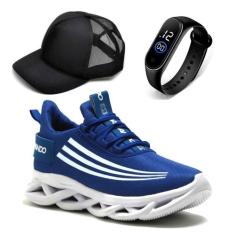 Kit Tênis Masculino Academia Confortável Leve Caminhada + Relógio e Bo