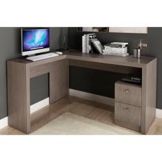 Mesa de Escritório Canto ME4129 c/ 2 Gavetas Carvalho - Tecno Mobili