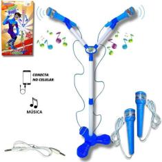 Microfone Duplo Infantil Com Pedestal - Menina - Europio