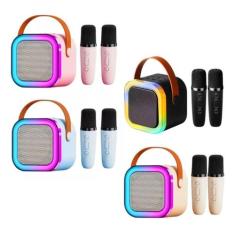 Caixinha Som C/2 Microfone Bluetooth S/ Fio Karaoke Infantil - Shoppin