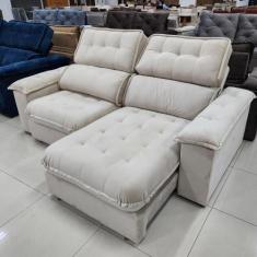 Sofá 3 Lugares 2,10m Retrátil e Reclinável Girona Bom Pastor, Bege Vel