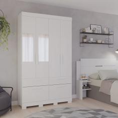Guarda Roupa Casal com Espelho 4 Portas de Bater 1 Basculante 3 Gavetas mdf Coimbra Espresso