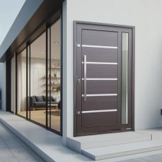 Porta Pivotante Lambril Miraggio com Puxador Lado Esquerdo Elite 216x150 Corten