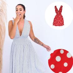 Fantasia Vestido Anos 60 E 80 Midi De Bolinha Poá Retro Vintage Adulto Feminino Festa Fantasia Rockabilly Halloween