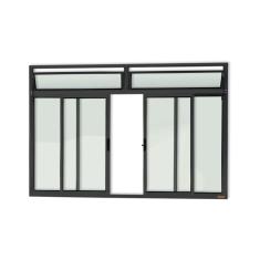 Janela Plus 4 Folhas Com Bandeira Vidro Liso 100cm X 150cm Brimak Preto