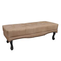 Recamier Decorativo 195cm Loewe Suede Pés De Madeira Bege