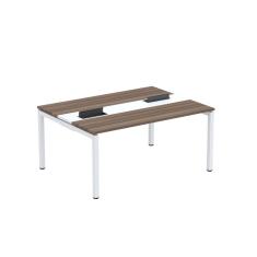 Mesa Plataforma Dupla Com Pé De Aço Para Coworking 150x120 Pdc15-12-2p Walnut-branco