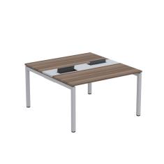 Mesa Plataforma Dupla Com Pé De Aço Para Coworking 130x140-2p Pdc13-14-2p Walnut-cinza