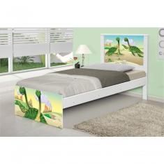 Cama Solteiro Adesivada Casal Dinossauros Com Colchão