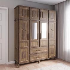 Guarda-Roupa Solteiro com Espelho 8 Portas 2 Gavetas Rio Branco - Rodm