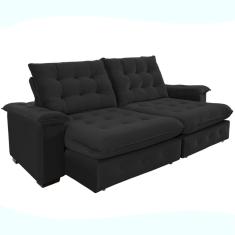 Sofá 4 Lugares Coliseu 2.60m Retrátil e Reclinável Super Pillow - Preto