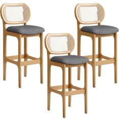 Kit 03 Banquetas Altas Para Cozinha Bancada Sala Tela Betta Fixa L02 L