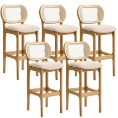 Kit 05 Banquetas Altas Para Cozinha Bancada Sala Tela Betta Fixa L02 S