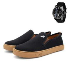 Tênis Slip On Masculino De Elástico Com Relógio 2300-Masculino