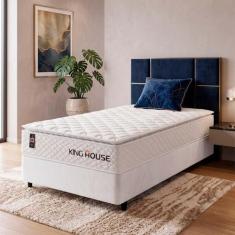 Conjunto Cama Box c/ Molas Ensacadas New Moon Branco Solteiro 88x188x6