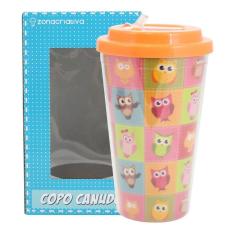 Copo Canudo Corujinhas Coloridas ZC 10020962