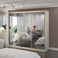 Guarda Roupa Casal Espelhado 3 Portas de Correr 4 Gavetas 1904e3 Foscarini Marfim Areia