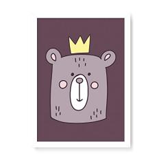 Arte Maníacos Quadro Decorativo Urso Rei - 23x16,25cm (Moldura em laca branca)