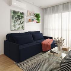 Sofá em Linho 180cm Boss Azul Marinho
