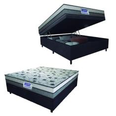 Cama Box Baú Casal Colchão Espuma D33 Fort 138x188x62cm Cinza / Branco Gazin  - Suporta até 150kg por Pessoa