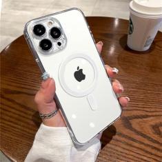 Capa de carregamento magnético sem fio transparente para iPhone 14 13 12 11 Pro Max Mini X Xs XR 7 8 Plus Capa de acrílico rígido, transparente, para iPhone 14 Pro