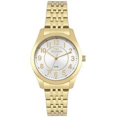 Relógio TECHNOS feminino analógico dourado prata 2035MJDS/4K