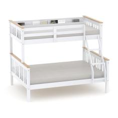 Beliche Casal/Solteiro Import com Porta Livros Madeira Maciça Branco/Mel Megamobilia