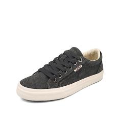 Taos Plim Soul Tênis feminino plataforma elegante com curvas e pods palmilha removível, suporte de arco, design clássico para moda diária, conforto o dia todo, Lona para lavagem a carvão, 36