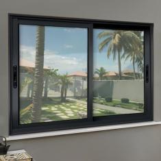 Janela Elite 2 Folhas Moveis 120 X 200 Vidro Liso Preto