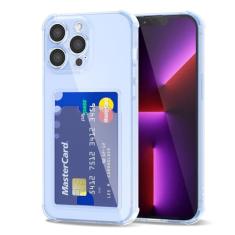 Svanove Capa de telefone para iPhone 13 Pro com suporte para cartão, capa carteira transparente transparente para cartão de crédito e dinheiro, capa fina de silicone TPU macio e flexível para