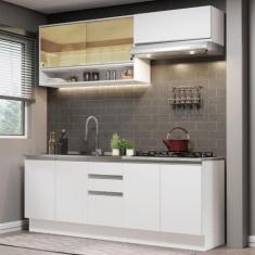 Armário de Cozinha Compacta 200cm Branco Glamy Madesa 03, Branco