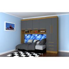 Guarda Roupa Modulado Solteiro 6 Portas e 3 Gavetas Belgica/America Freijo/Grafite - Mopar