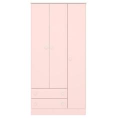 Roupeiro com 3 portas e 2 Gavetas Pavia Rosa Acetinado - Mais de Casa