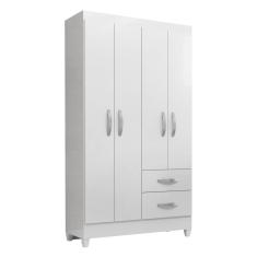 Guarda-roupas Com 4 Portas E 2 Gavetas Multimóveis Cr35138 Branco Brilho Branco Brilho