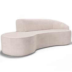 Sofá 5 Lugares Curvo Sala De Estar Living Firenze Direito D02 Linho Cru 300 Cm D-461 - Lyam