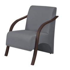 Poltrona Decorativa Vênus Braço Madeira D Salla Suede, Grafite