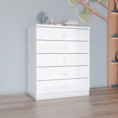 Cômoda Infantil 5 Gavetas Bala de Menta Henn - Branco