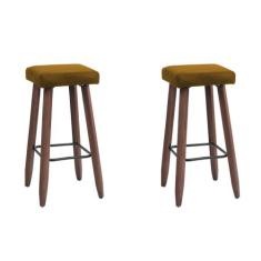 Kit 2 Banquetas Altas Quadradas Pés Madeira Modelo Paris - JOTABE, mos