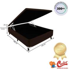 Cama Box Baú Castor Casal Viúva 128x188x41 - Maior  Resistência - Dura