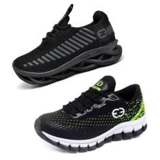 Tênis Masculino Infantil Conforto Solado Trança Kit 2 Pares-Masculino