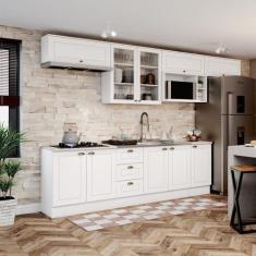 Cozinha Compacta Modulada 8 Peças com Balcão e Tampo para Cooktop Emil