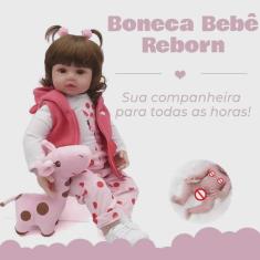 Bebê Reborn Briana Boneca Realista Pode dar Banho 48CM Girafinha Anjos e Bebês Ref. U056