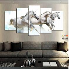 Quadros Decorativos Cavalos Brancos 63x130mt em Tecido