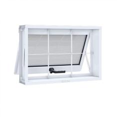 Janela de Aço Maxim-ar 40x60cm com Grade Quadrada e Vidro Riobras Branco