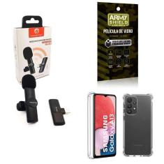 Capa Samsung A13 4G + Microfone Lapela Sem Fio + Película 3D