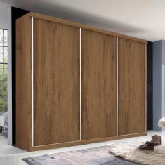 Guarda-Roupa Casal 3 Portas de Correr 4 Gavetas Cronos Espresso Móveis Freijó