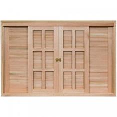 Janela de Madeira Veneziana de Correr 120x180cm Com Caixilho 14cm Ewk 372 Rondosul Natural